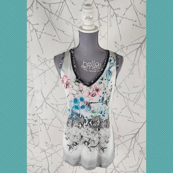 Marc Cain Abstract Floral Snakeskin Printed Tank - Picture 1 of 5